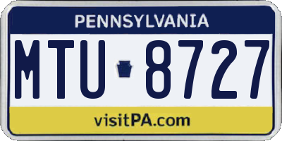 PA license plate MTU8727