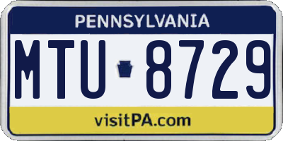 PA license plate MTU8729