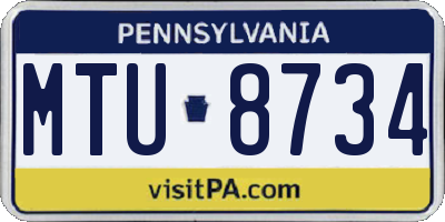 PA license plate MTU8734