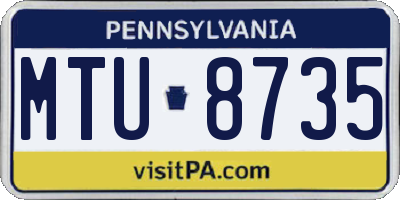 PA license plate MTU8735