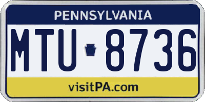 PA license plate MTU8736