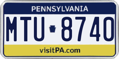 PA license plate MTU8740