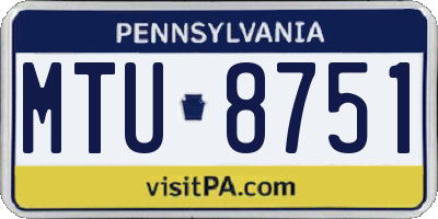PA license plate MTU8751