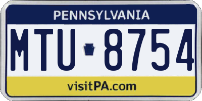 PA license plate MTU8754