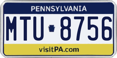 PA license plate MTU8756