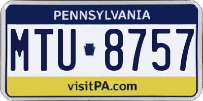 PA license plate MTU8757