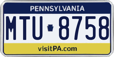 PA license plate MTU8758