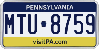PA license plate MTU8759
