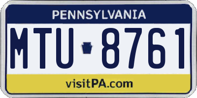 PA license plate MTU8761