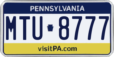 PA license plate MTU8777