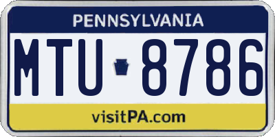 PA license plate MTU8786
