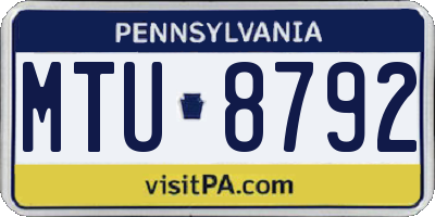 PA license plate MTU8792