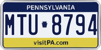 PA license plate MTU8794