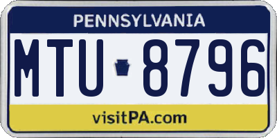 PA license plate MTU8796