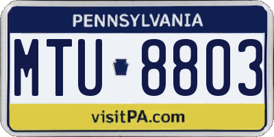 PA license plate MTU8803