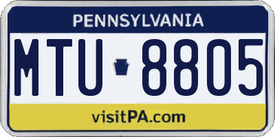 PA license plate MTU8805