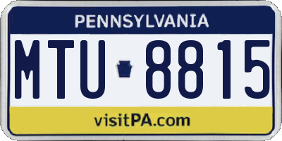 PA license plate MTU8815