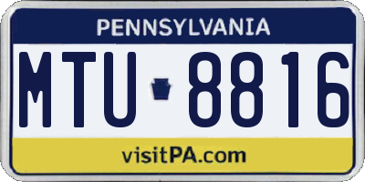 PA license plate MTU8816
