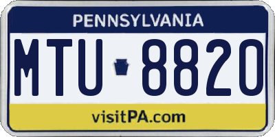 PA license plate MTU8820