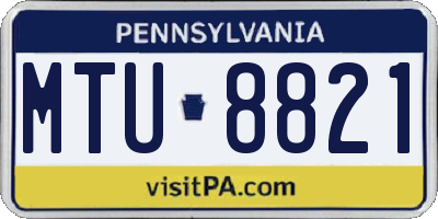 PA license plate MTU8821