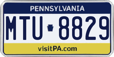 PA license plate MTU8829