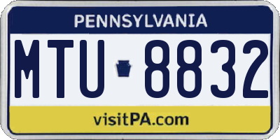 PA license plate MTU8832