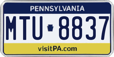 PA license plate MTU8837