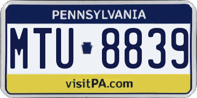 PA license plate MTU8839