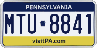 PA license plate MTU8841
