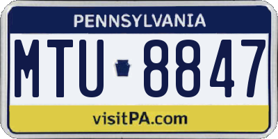 PA license plate MTU8847