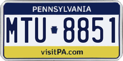 PA license plate MTU8851