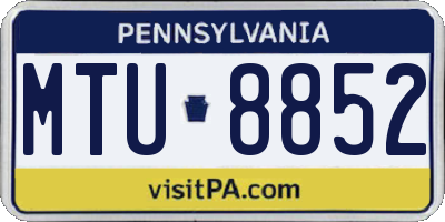 PA license plate MTU8852