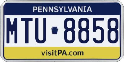 PA license plate MTU8858