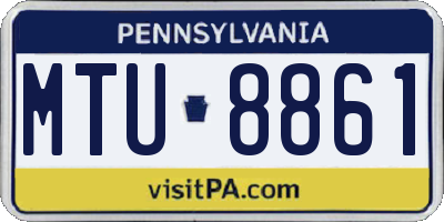 PA license plate MTU8861