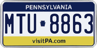 PA license plate MTU8863