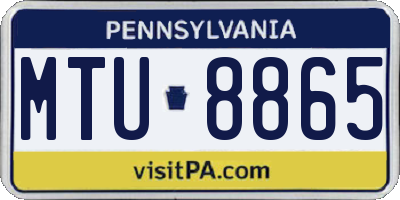 PA license plate MTU8865