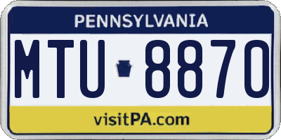 PA license plate MTU8870