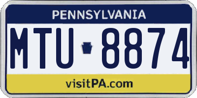 PA license plate MTU8874