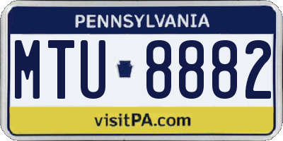PA license plate MTU8882