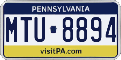 PA license plate MTU8894