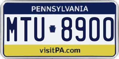 PA license plate MTU8900