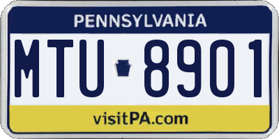 PA license plate MTU8901