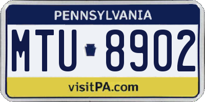 PA license plate MTU8902