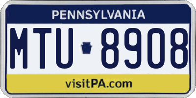 PA license plate MTU8908