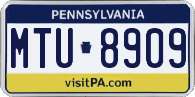 PA license plate MTU8909