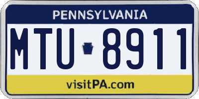 PA license plate MTU8911