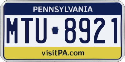 PA license plate MTU8921