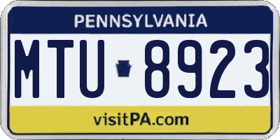 PA license plate MTU8923