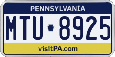 PA license plate MTU8925