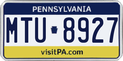 PA license plate MTU8927